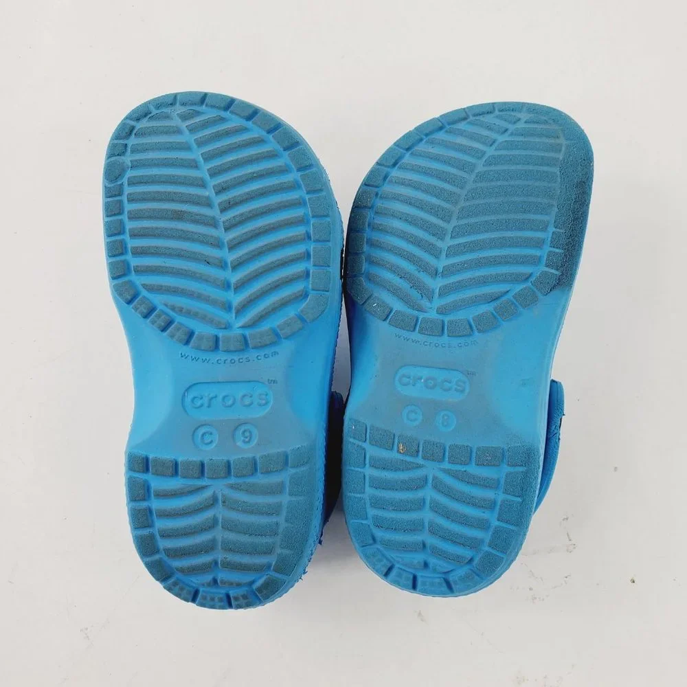 Crocs Boy's Blue Breathable Outdoor Adjustable Slip On Casual‎ Clogs Size 9